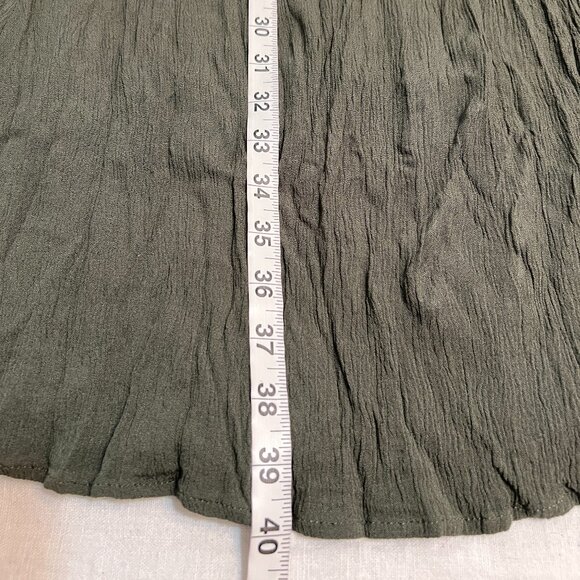 Torrid 3X Olive Green Crinkle Rayon Short Sleeve Midi Dress MSmocked Back Boho - Picture 7 of 8